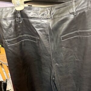 Black Leather Pants with Contrast Stitching